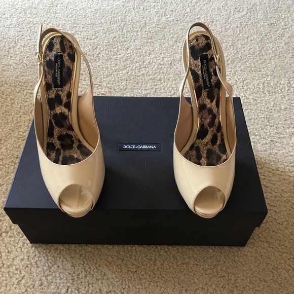 Dolce & Gabbana Nude Slingback Peep Toe Heels - Picture 4 of 8